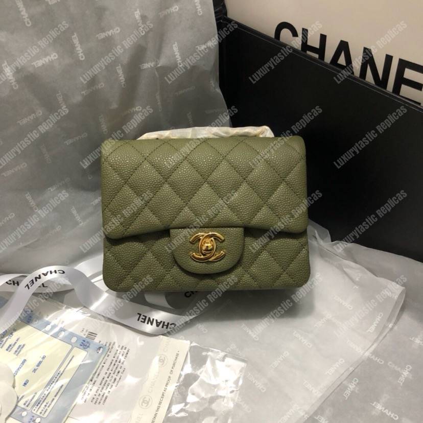 Ch*el mini flap bag green
