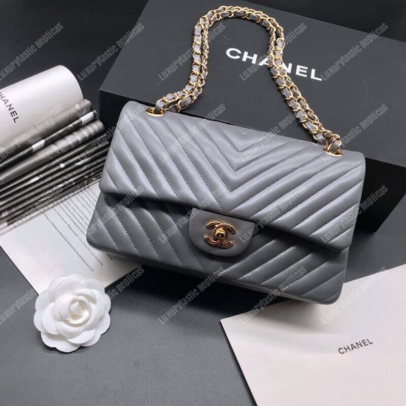 Ch*el classic medium handbag grey