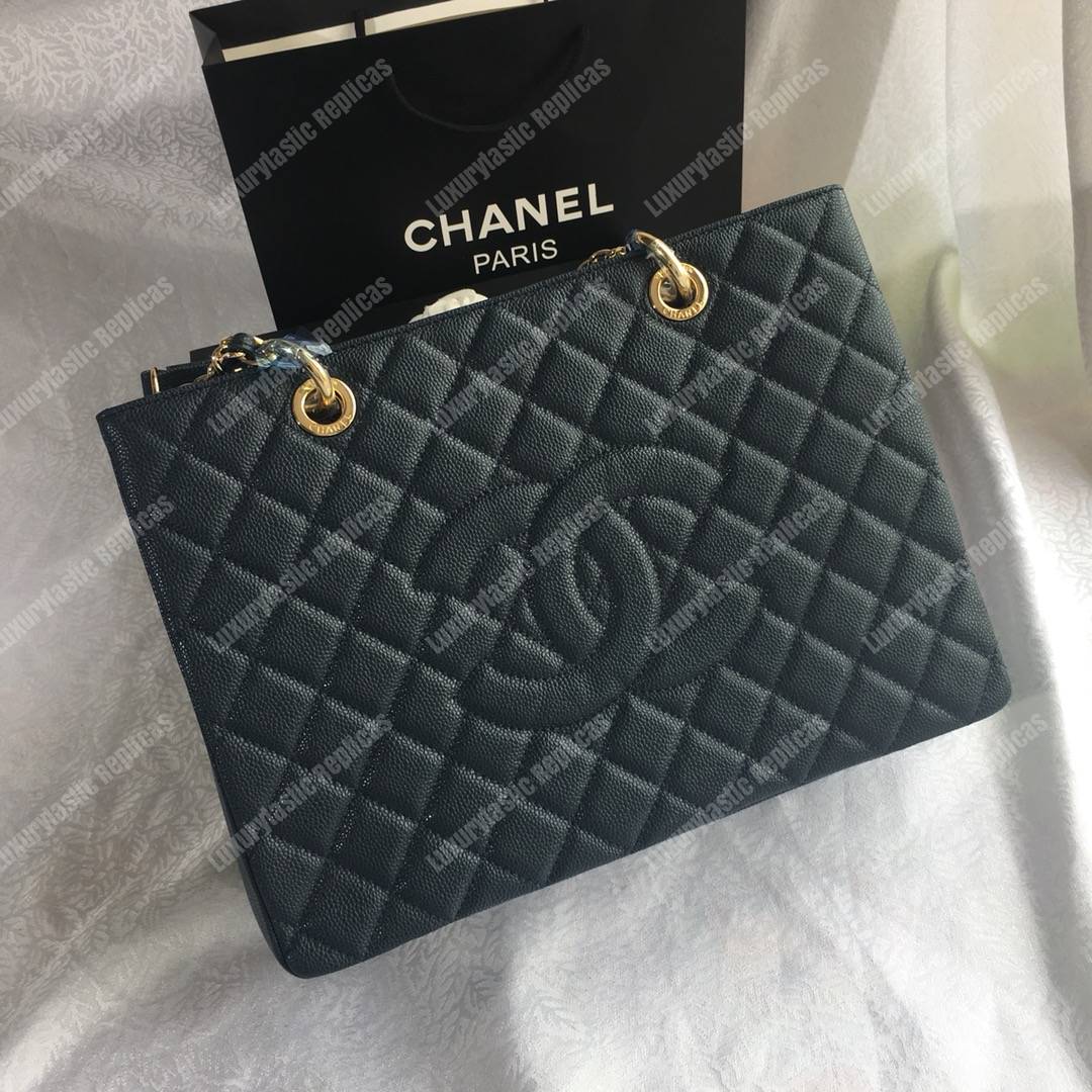 Ch*el large shopping tote dark green