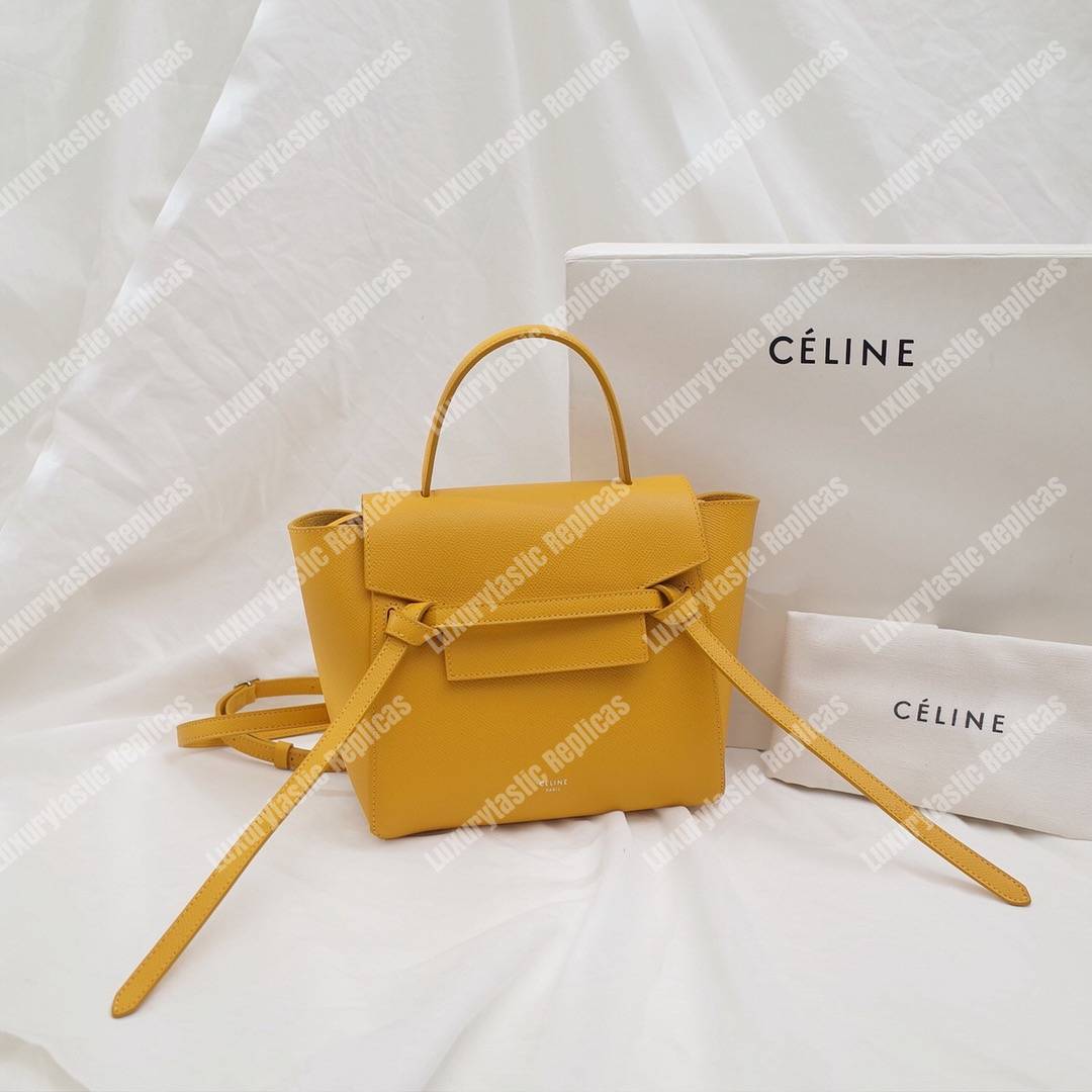Ce**e nano belt bag in grained calfskin ocre