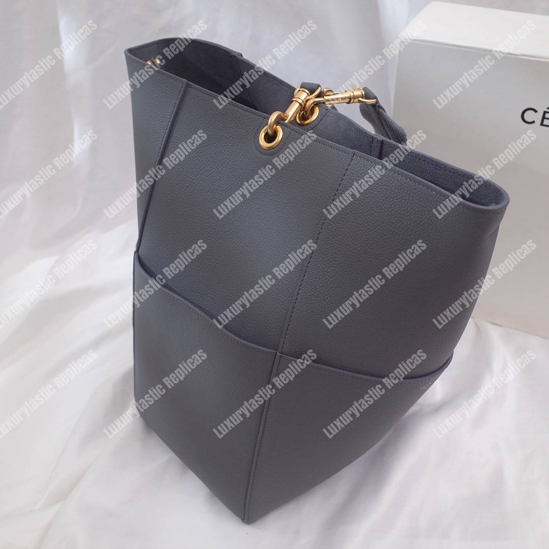 Ce**e sangle bucket bag in soft grained calfskin grey