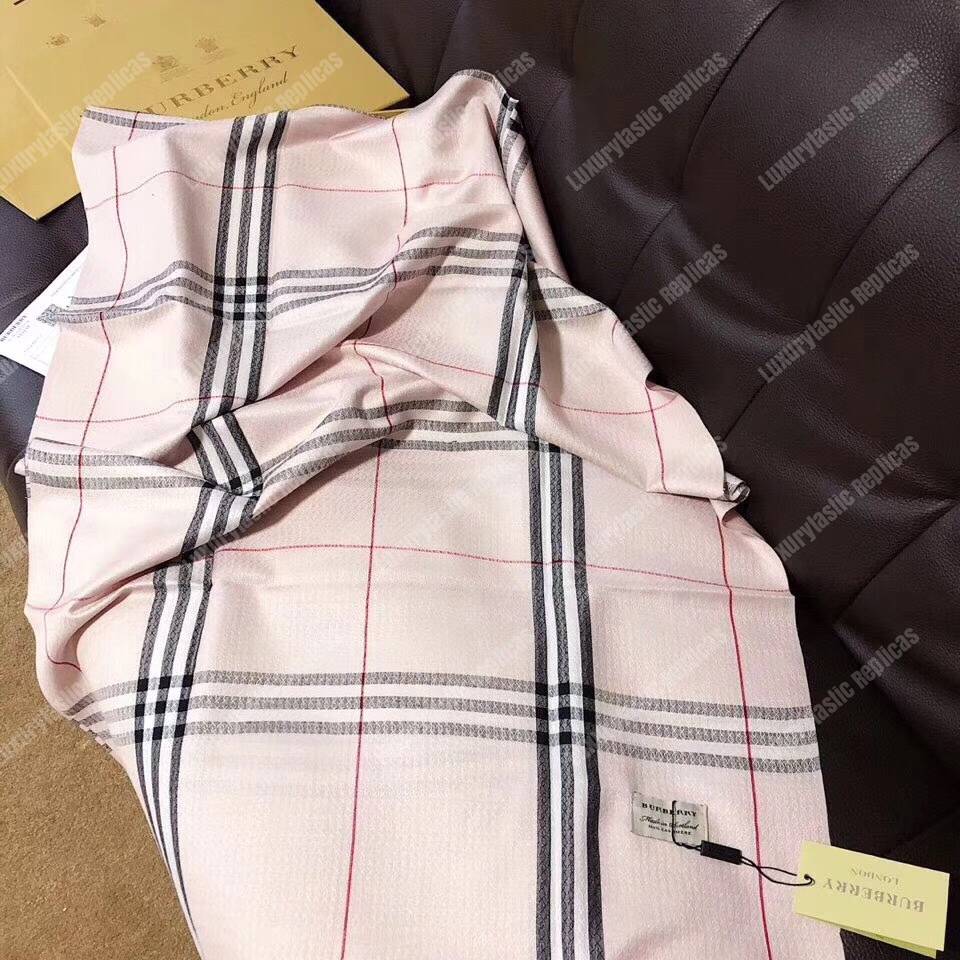 B**rry check cashmere scarf pink