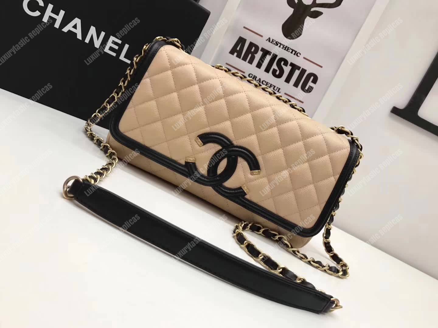 Ch*el flap bag beige