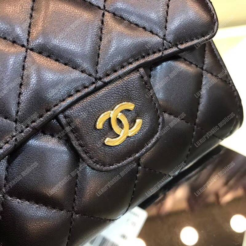 Ch*el classic small flap wallet black