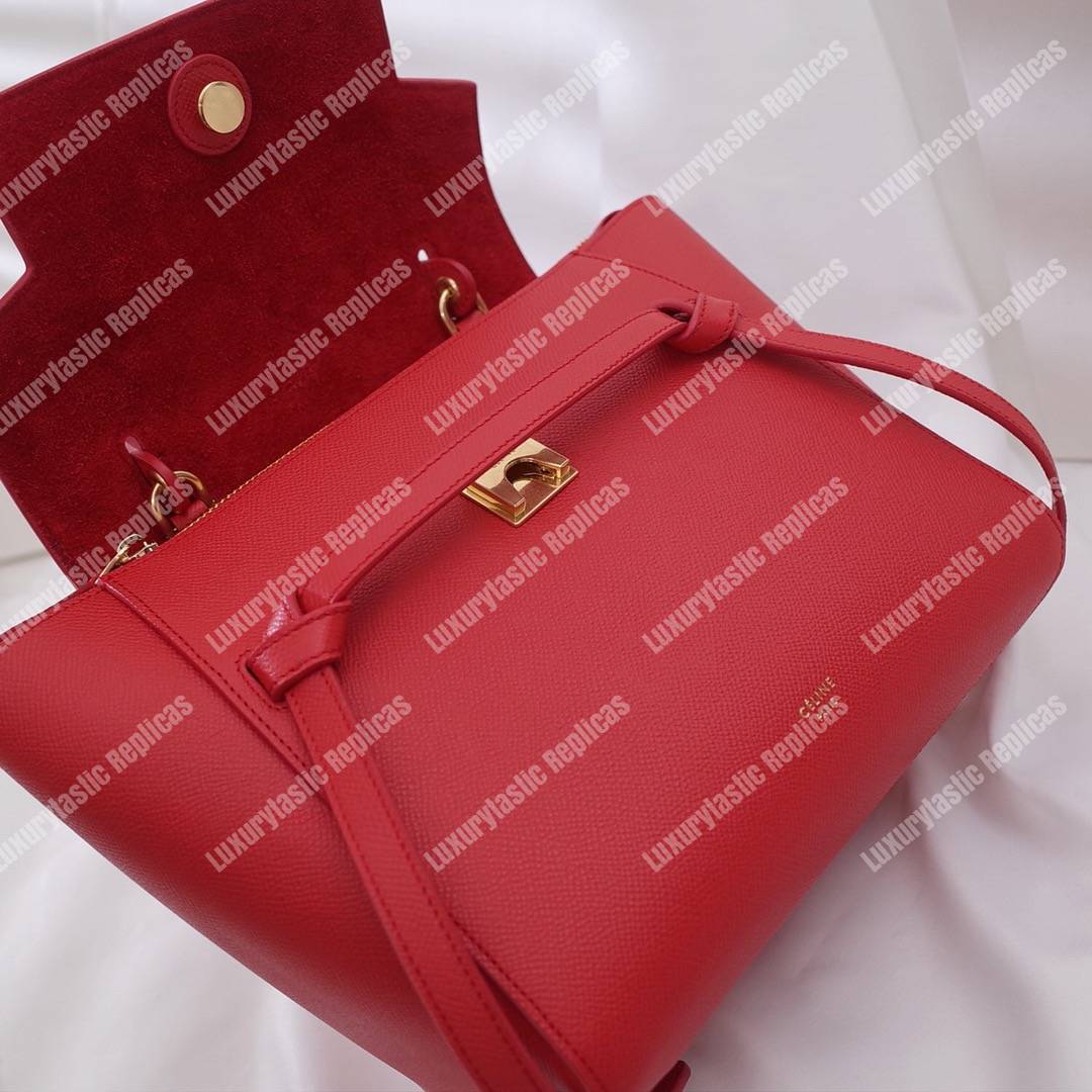 Ce**e micro belt bag in grained calfskin ruby