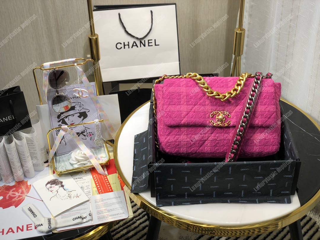 Ch*el 19 large flap bag fuchia