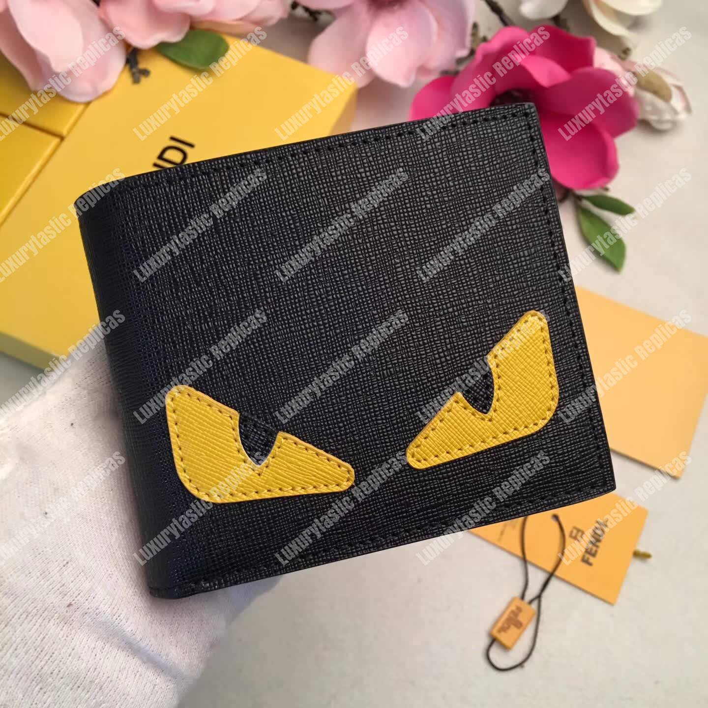 F**di black leather horizontal wallet