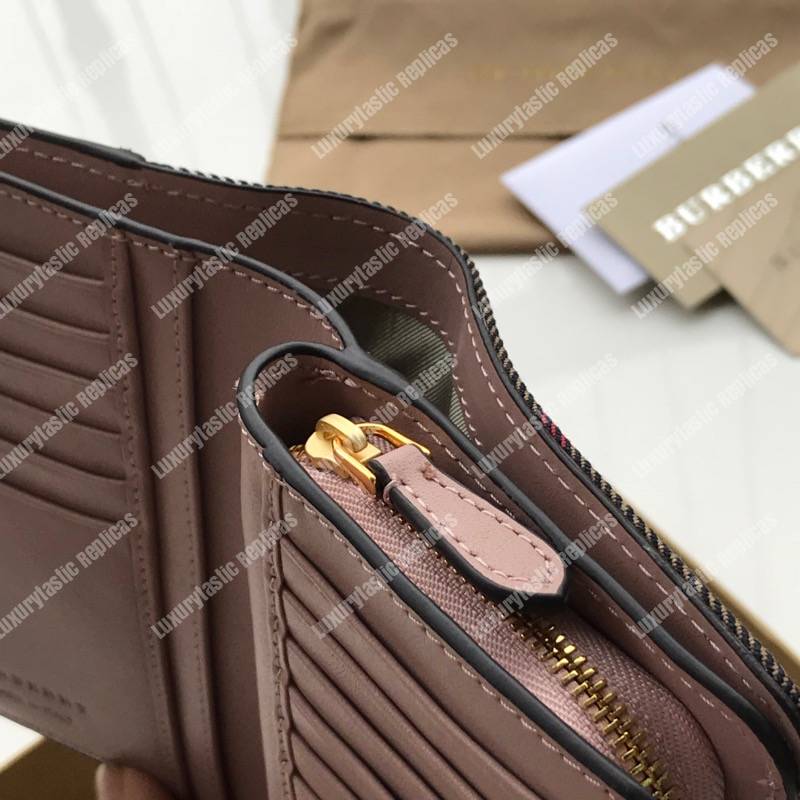 B**rry house check and leather wallet mahogany red