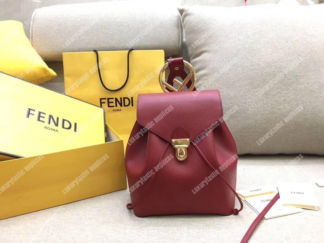 F**di red leather backpack