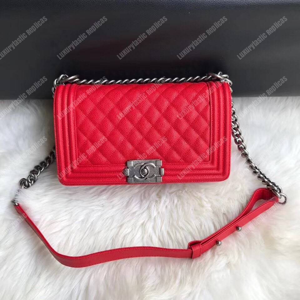 Ch*el boy medium handbag red