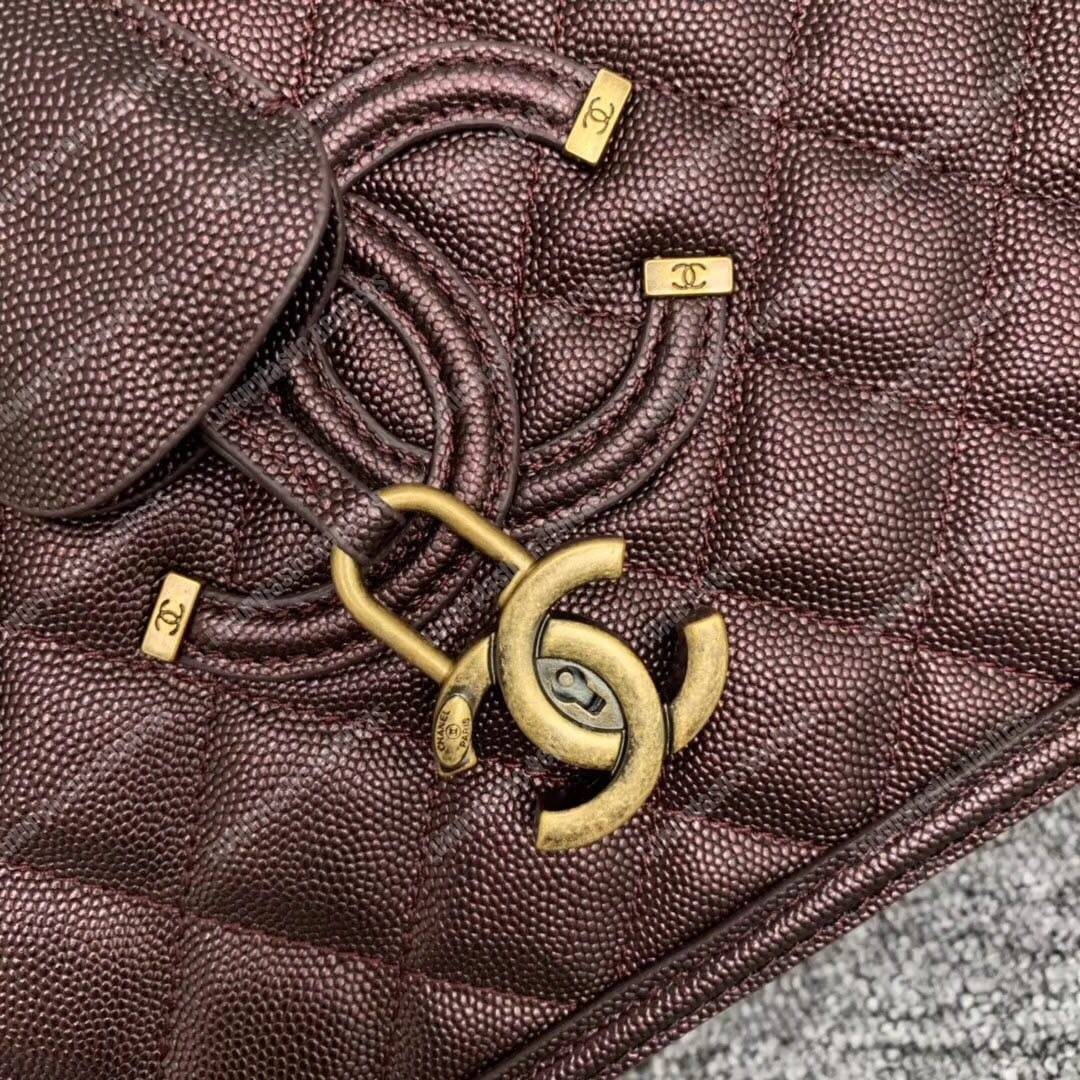 Ch*el large vanity case burgundy