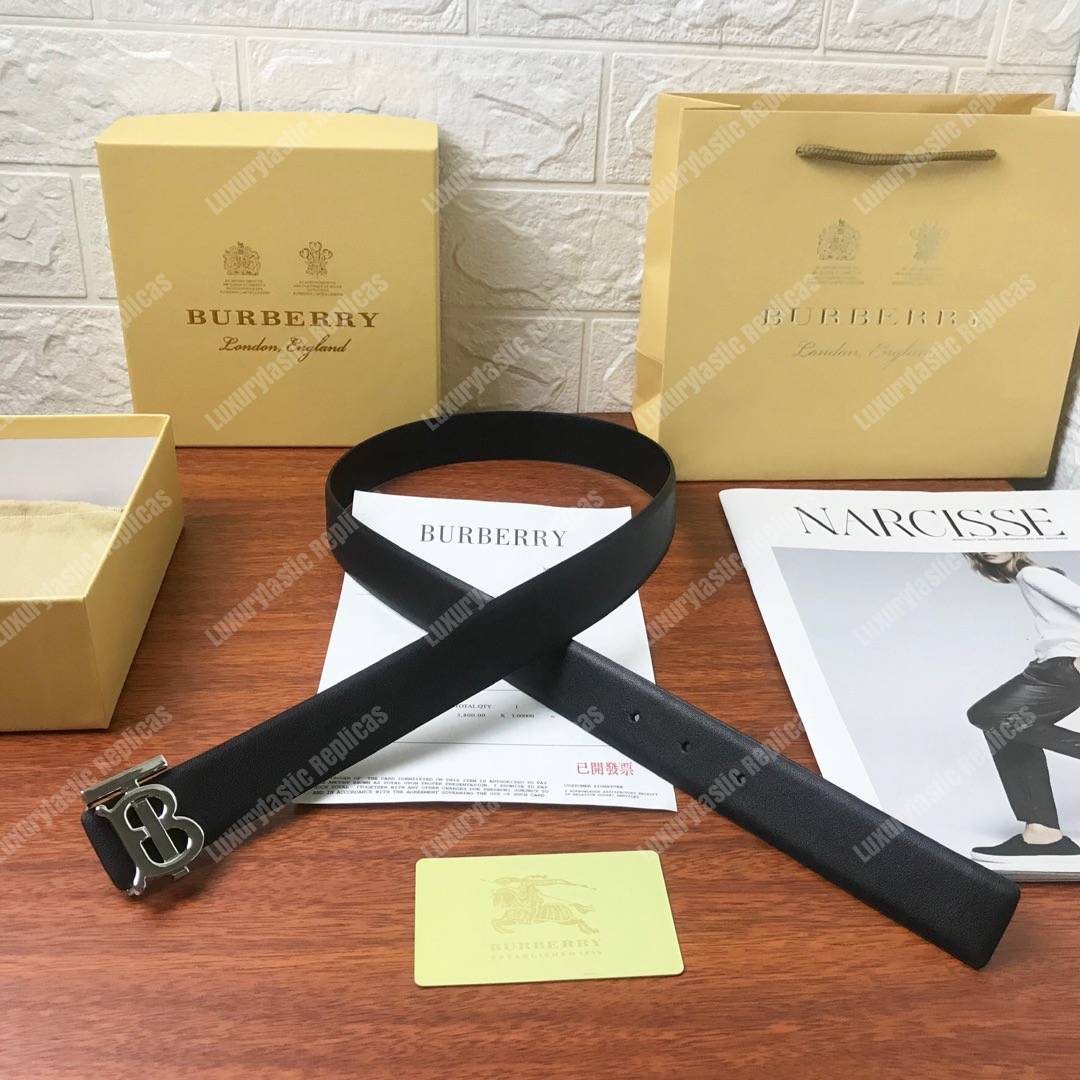 B**rry reversible monogram motif leather belt black