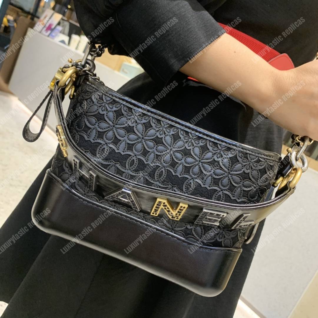 Ch*el gabrielle small hobo bag black