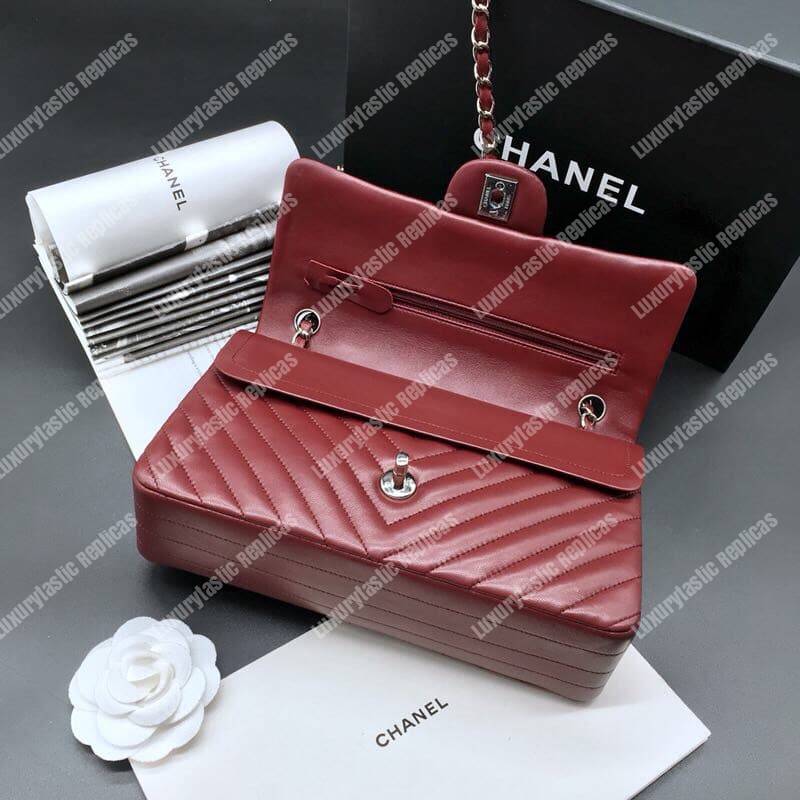 Ch*el classic medium handbag burgundy