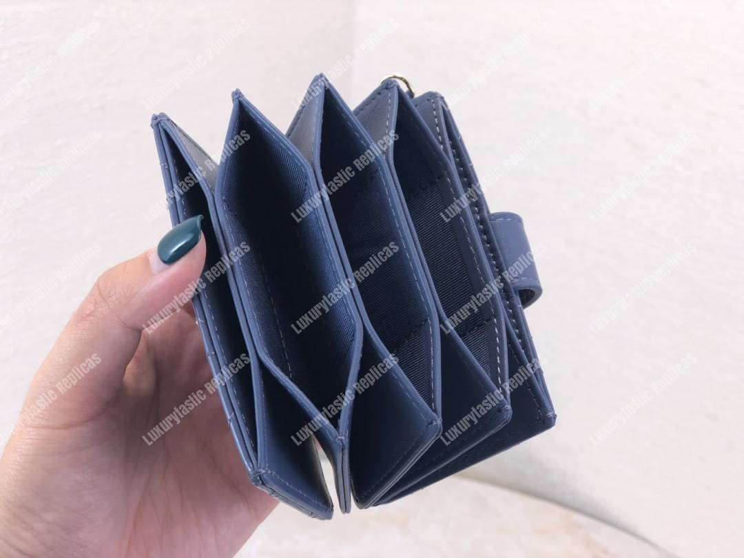 lady D*or calfskin card holder denim blue