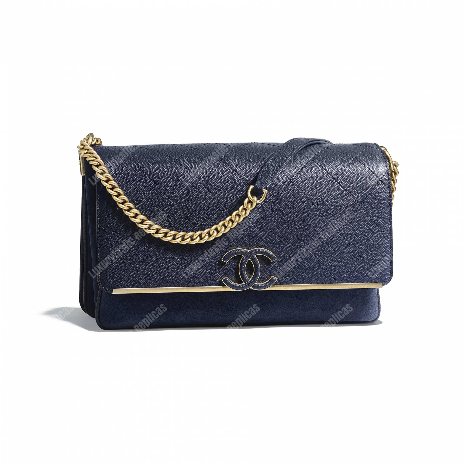 Ch*el classic flap bag navy blue