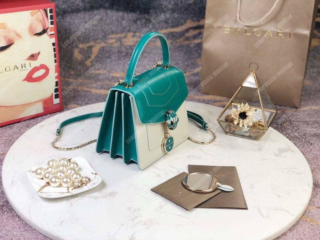 BVL Serpenti Forever Crossbody Bag White Agate / Tropical Turquoise