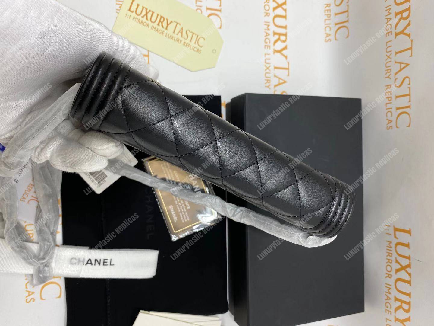 Ch*el le boy wallet on chain – woc black quilted lambskin silver-toned