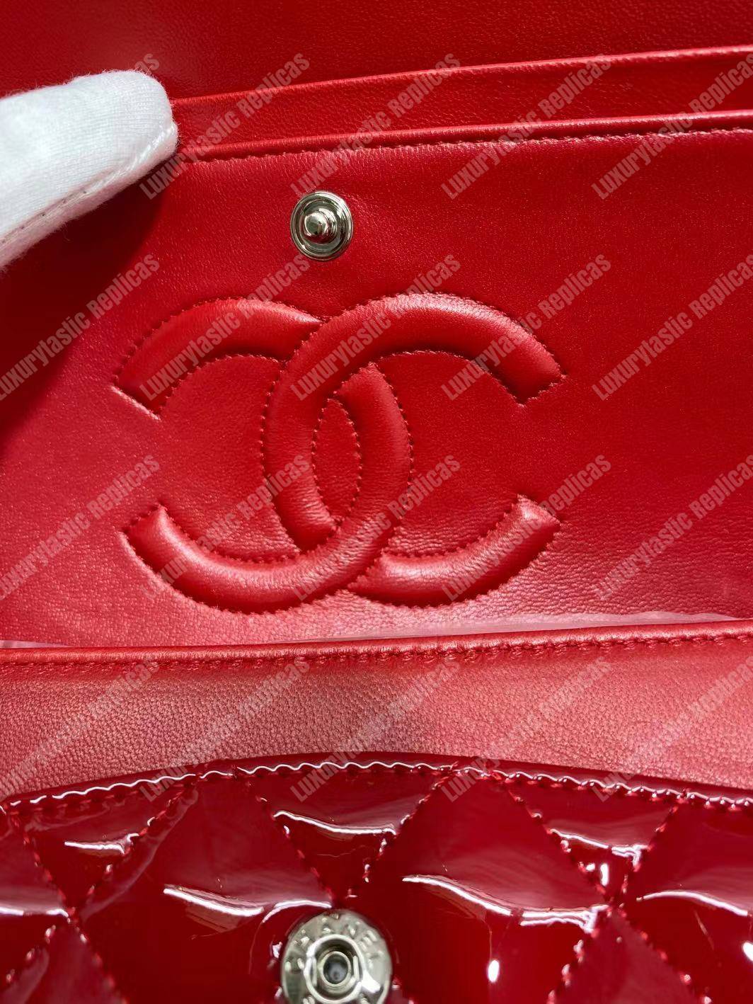 Ch*el classic medium flap bag red