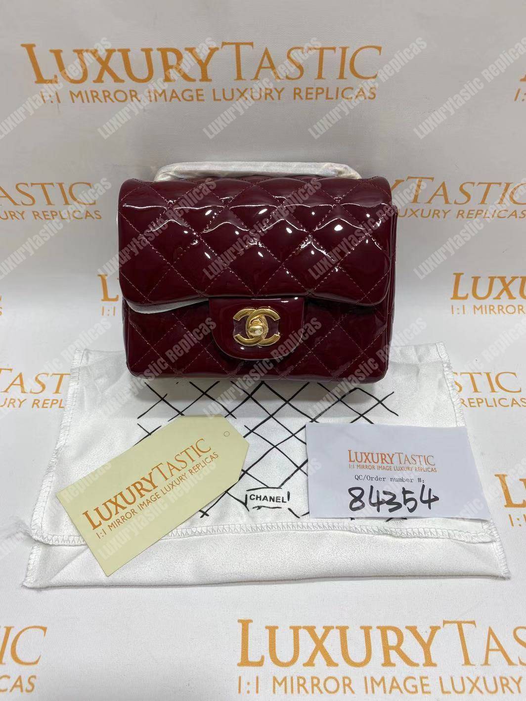 Ch*el mini flap bag burgundy