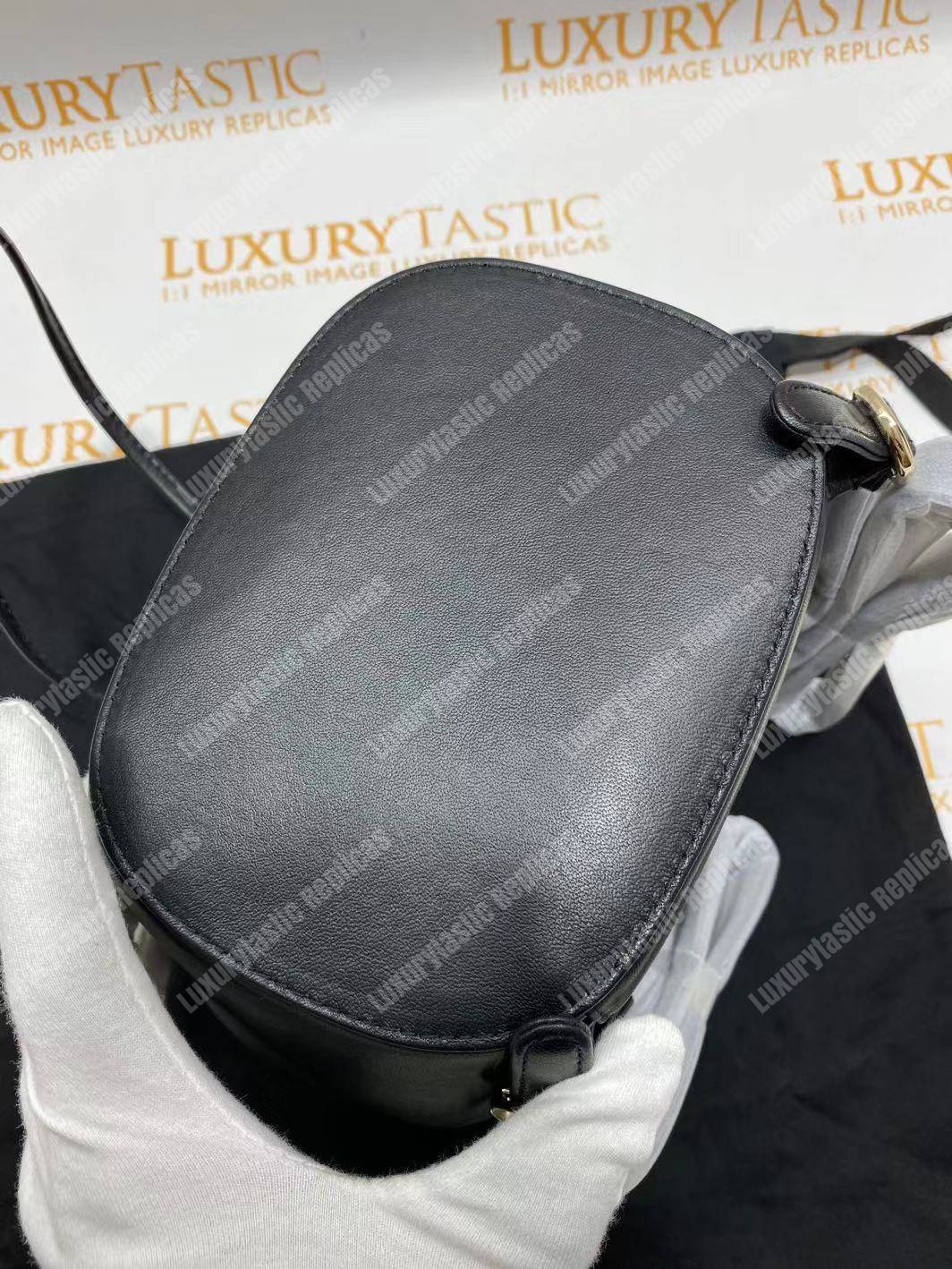 Ch*el lambskin gold-tone metal backpack black