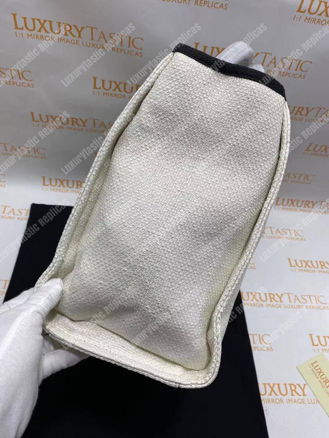Ch*el deauville fabric tote white/black