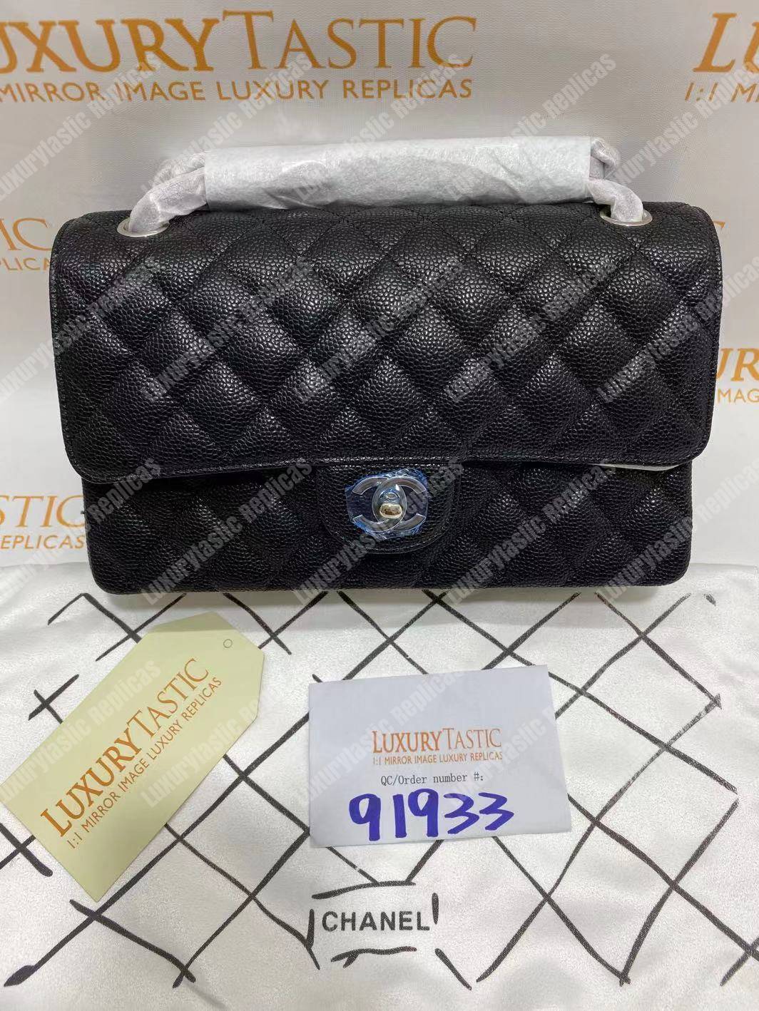 Ch*el classic medium flap bag black