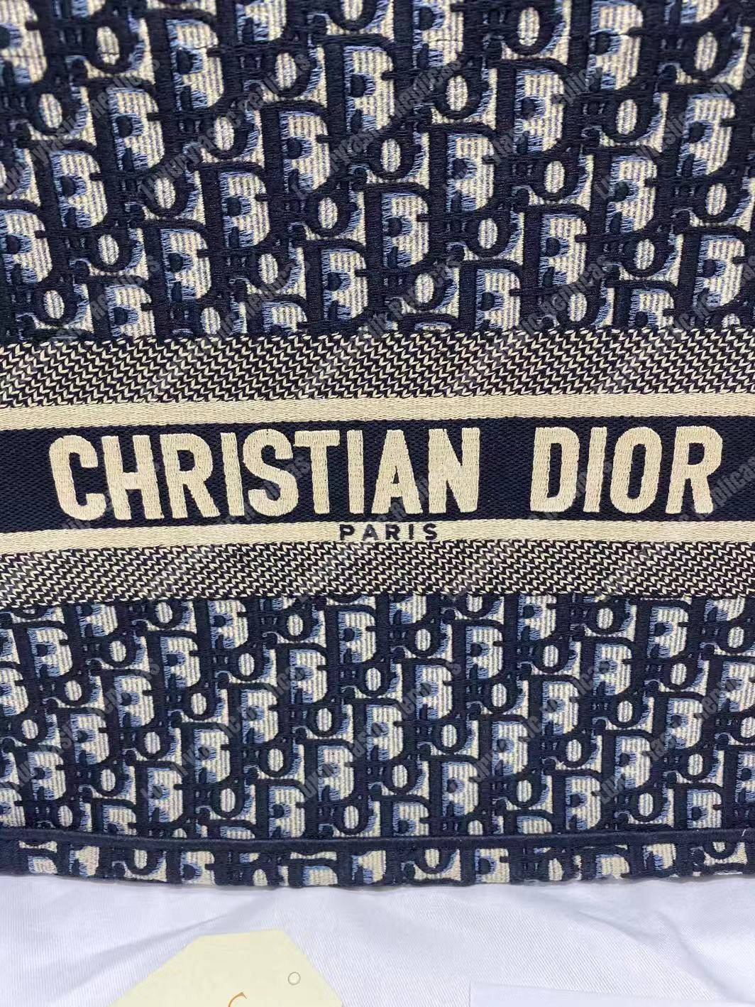 mini D*or book tote bag in embroidered canvas blue D*or oblique