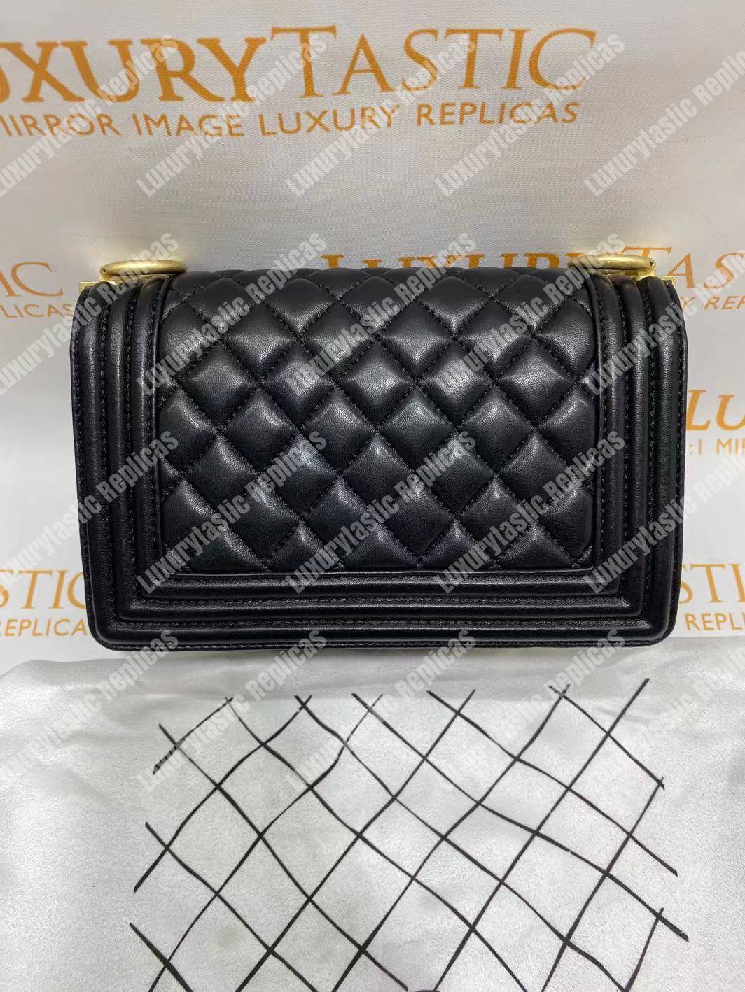 small boy Ch*el handbag black-gold