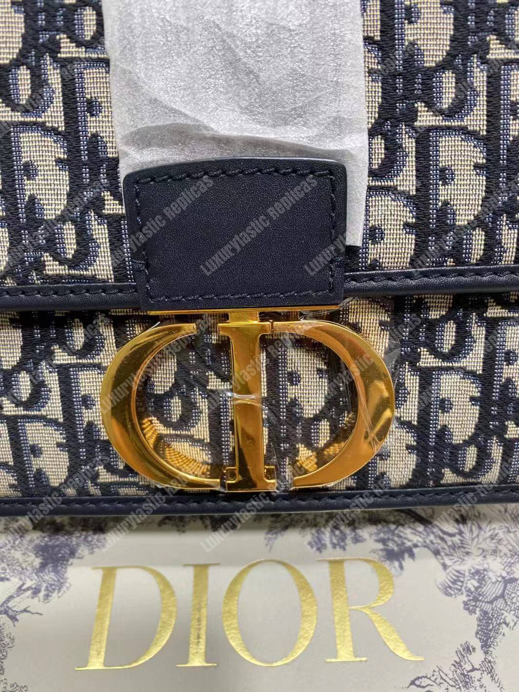 30 montaigne D*or oblique flap bag blue
