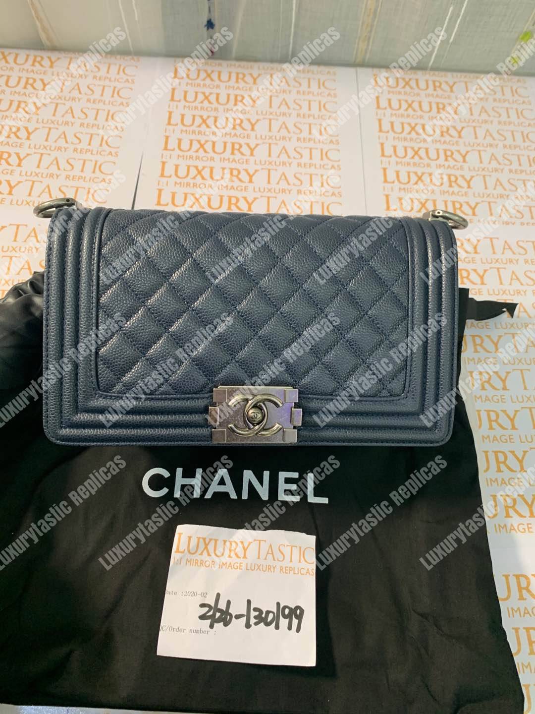 Ch*el boy medium handbag blue