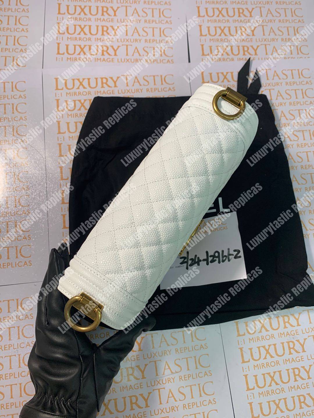 Ch*el boy medium handbag white