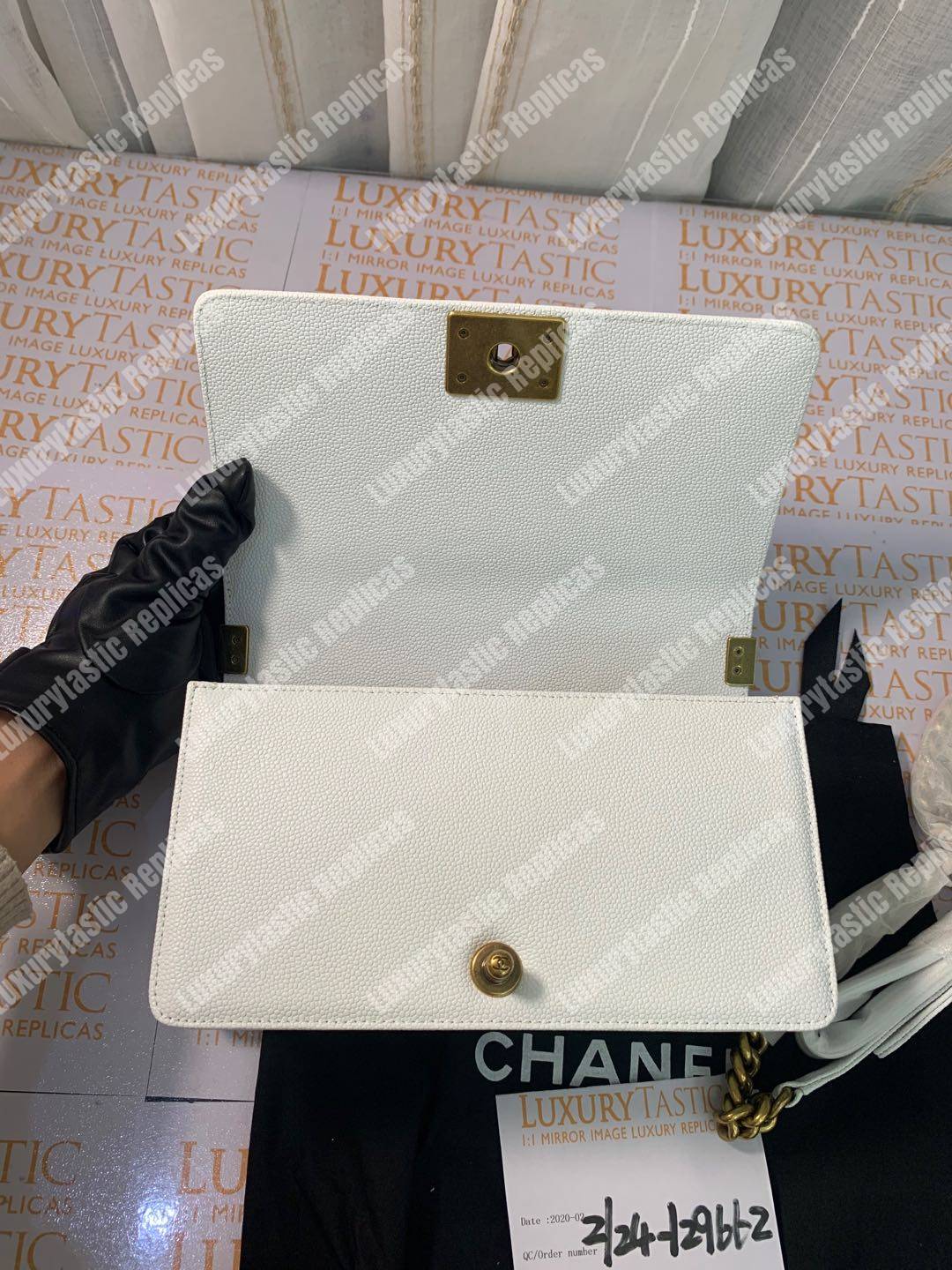 Ch*el boy medium handbag white
