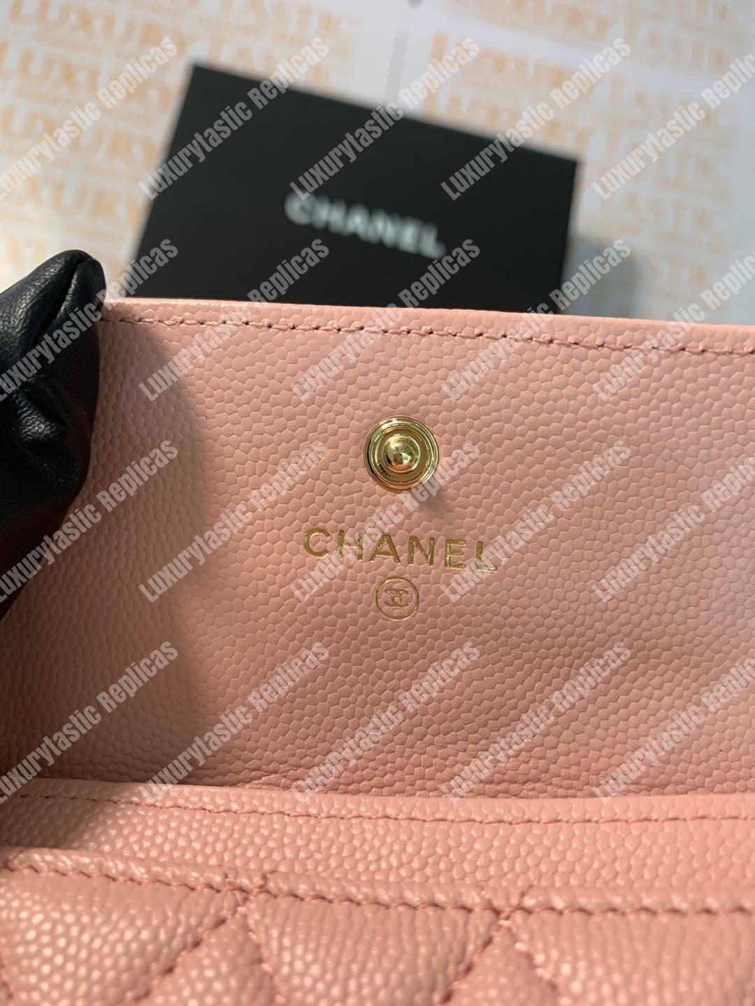 Ch*el boy small flap wallet pink