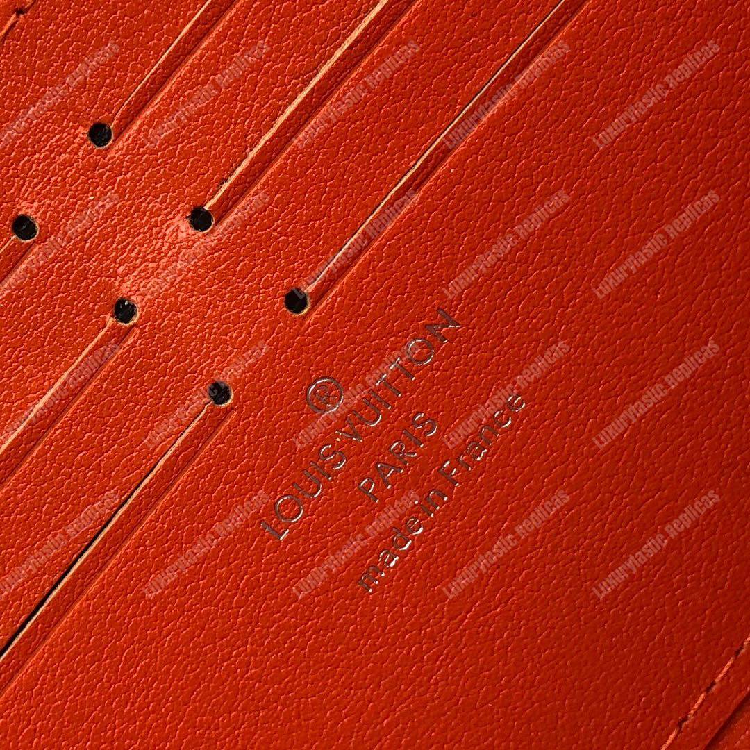 LV Zippy Wallet Mahina Leather Bleu Horizon Pumpkin