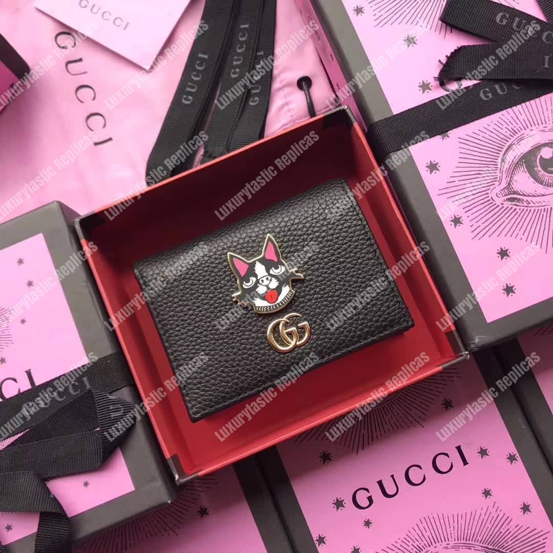 G*u*i leather card case with bosco black