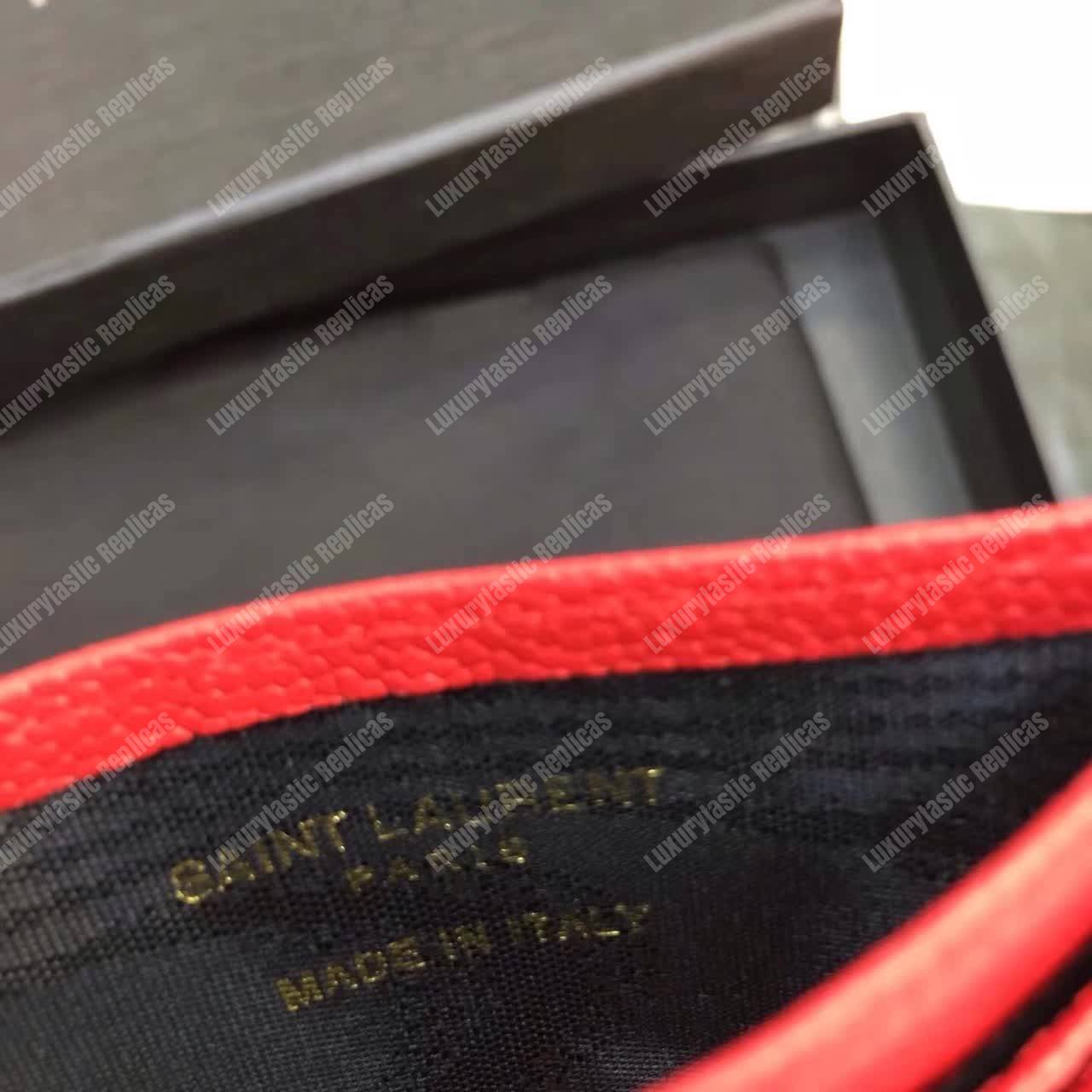 Saint Laurent Monogram Card Case Shine Red