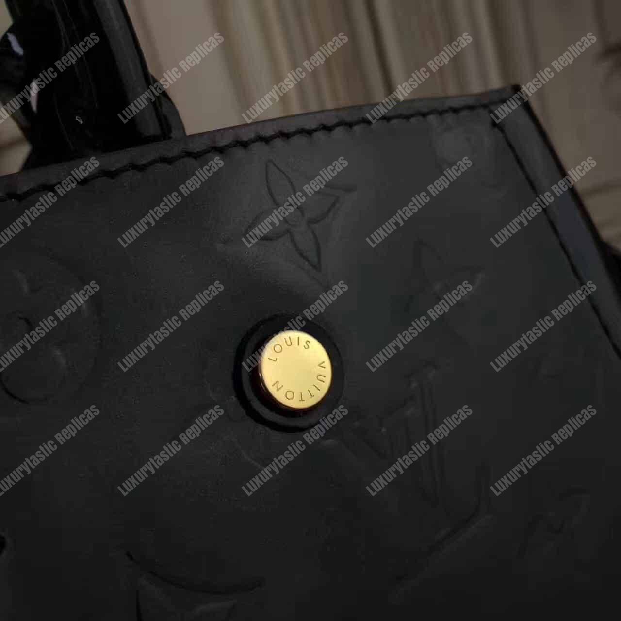 LV Montaigne MM Tote Bag Monogram Vernis Black