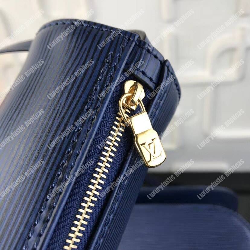 LV Soufflot Bag Black Epi Leather Blue