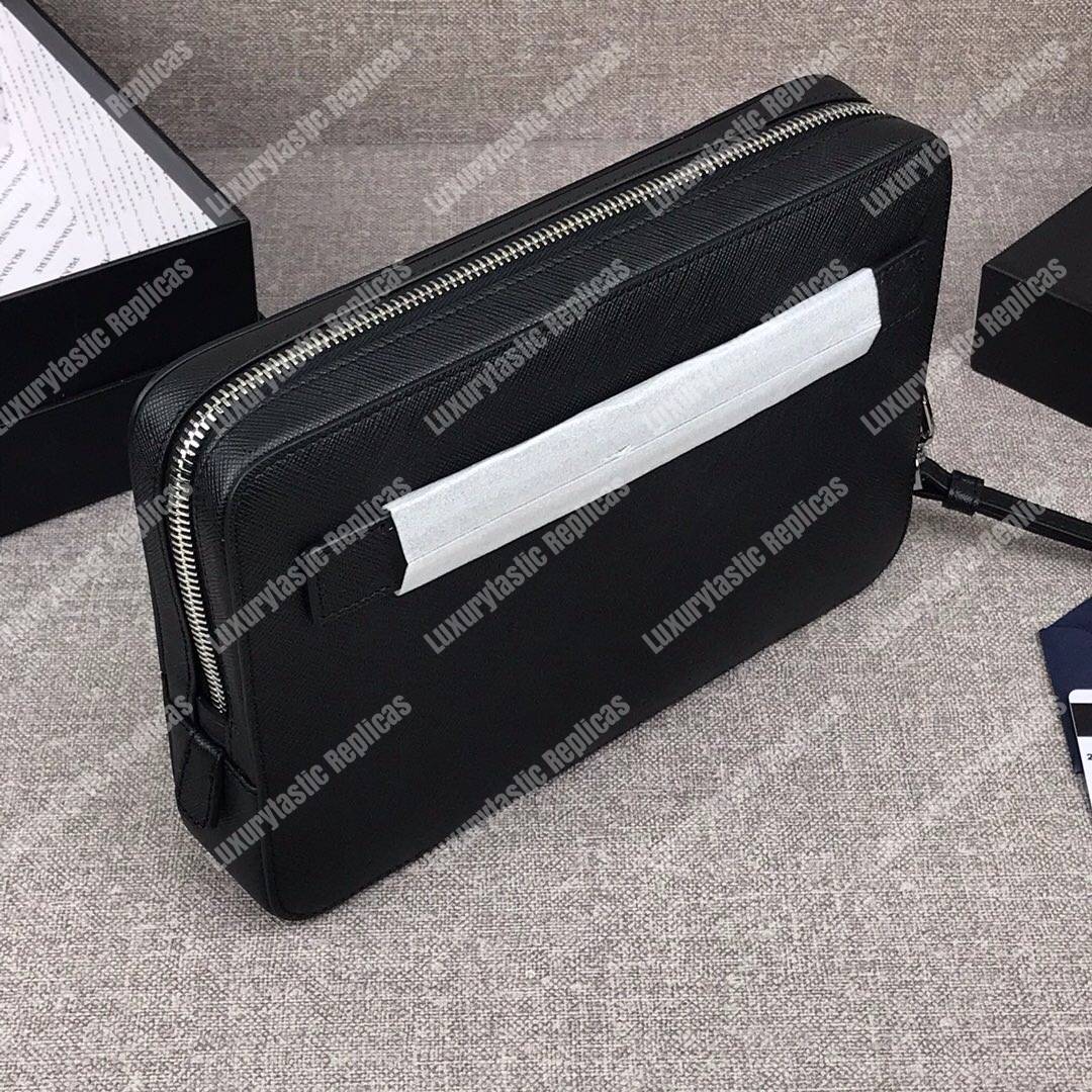 Pra*a saffiano leather men’s bag black / grey