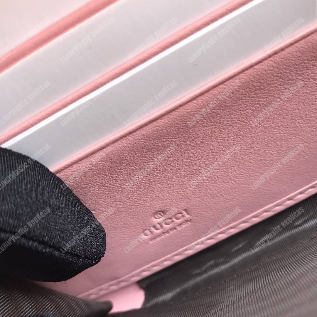 G*u*i gg marmont zip around wallet chevron pink