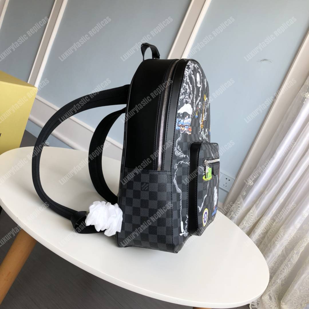 LV Josh Backpack Damier Graphite Canvas World-Map Print