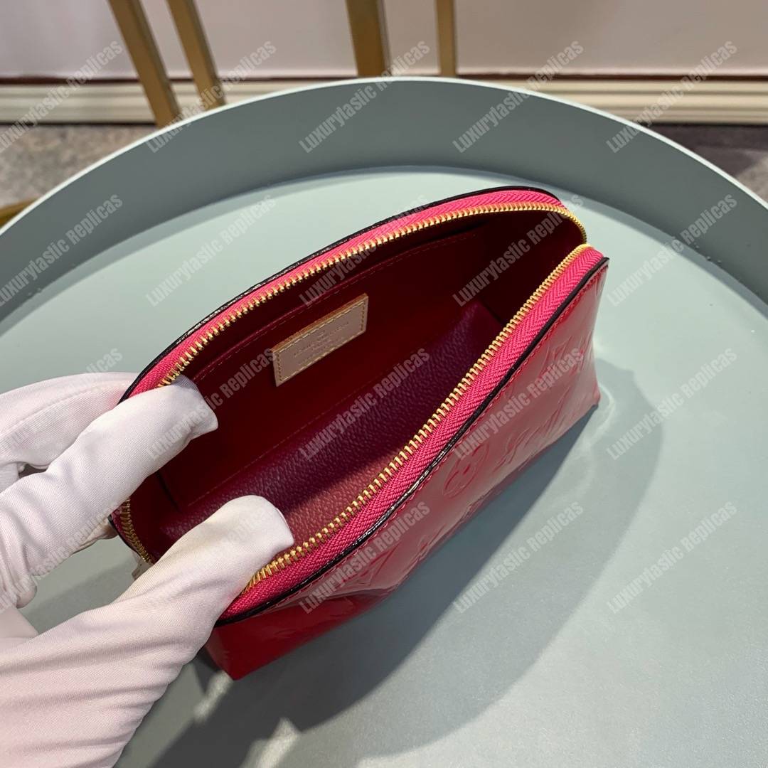 LV Cosmetic Pouch Monogram Vernis Leather Pink
