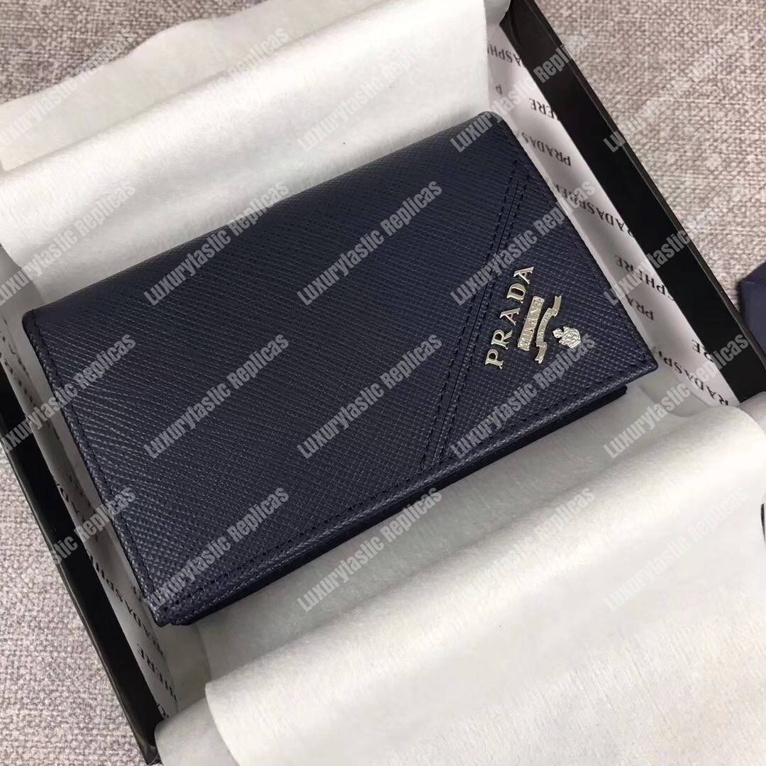 Pra*a saffiano leather card holder black