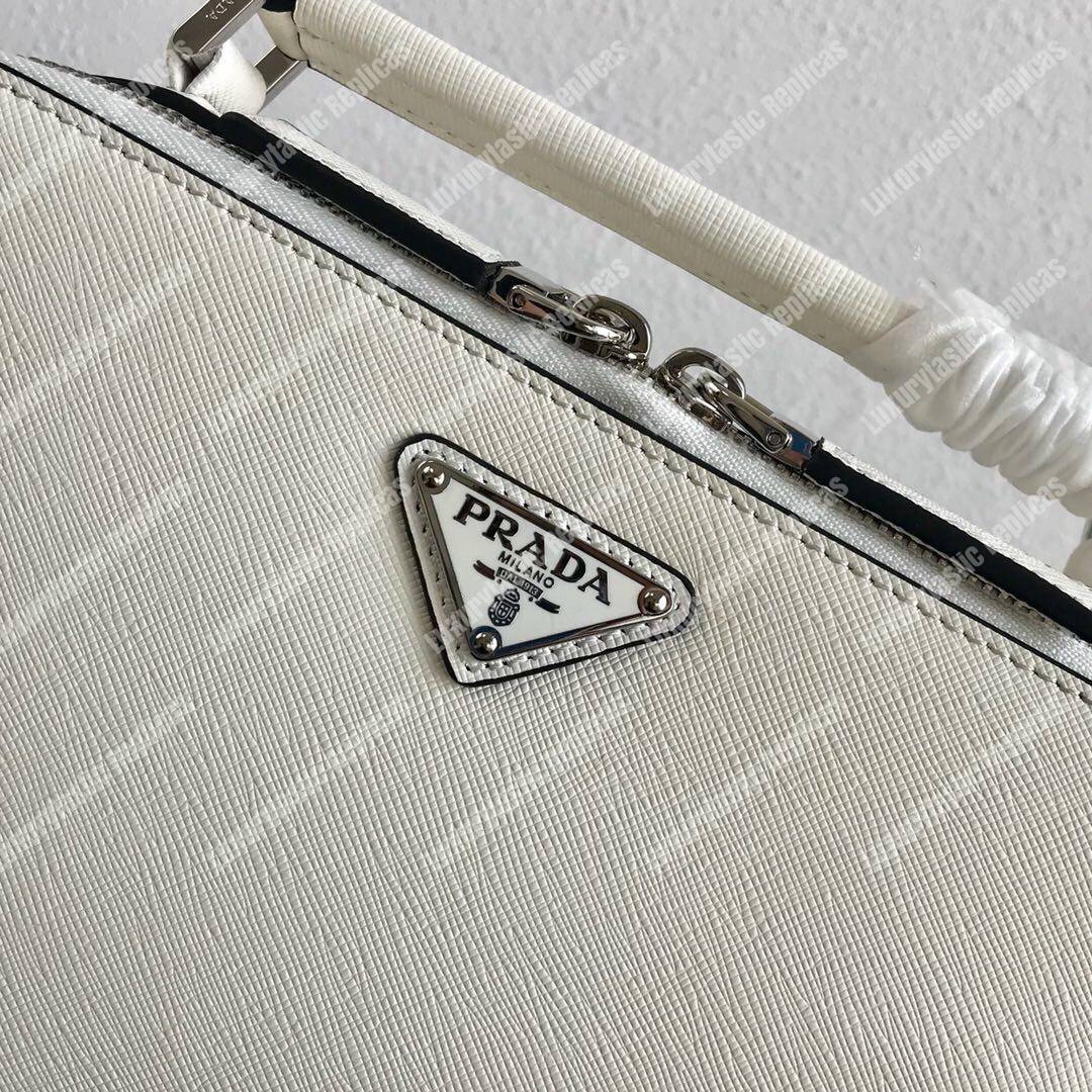 Pra*a brique saffiano leather bag white