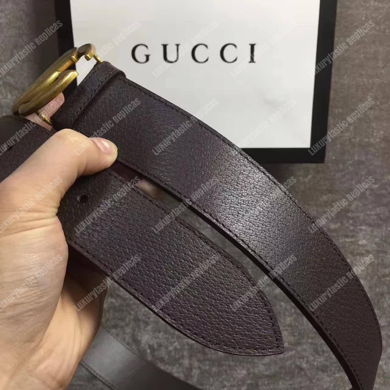 G*u*i brown leather belt with double g buckle
