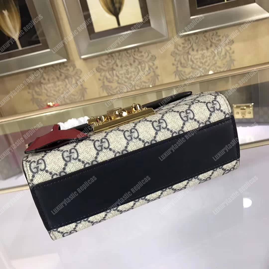G*u*i padlock small gg shoulder bag black/red