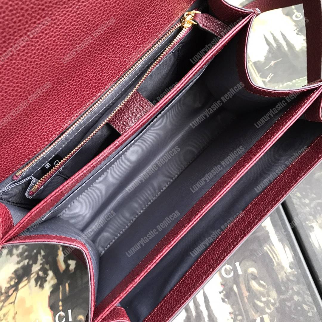 G*u*i zumi grainy leather small shoulder bag burgundy