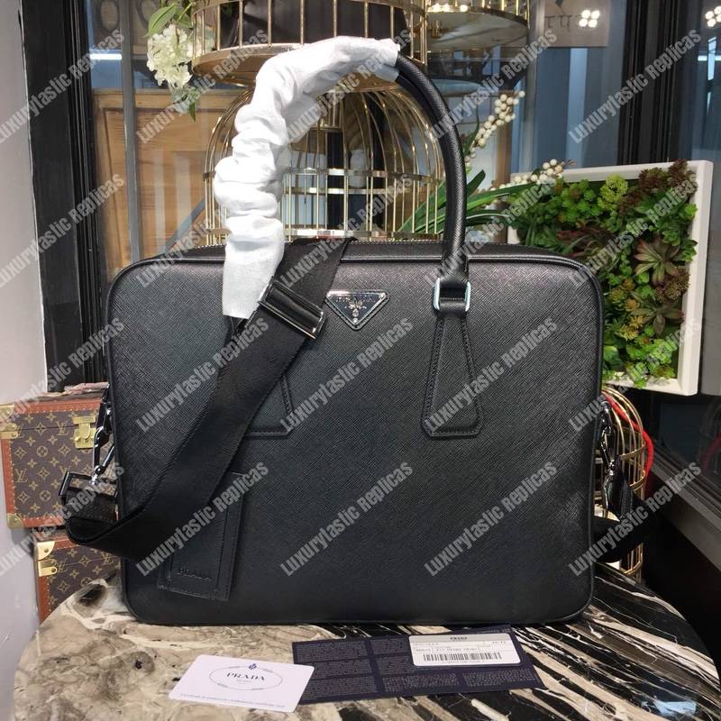 Pra*a leather briefcase black