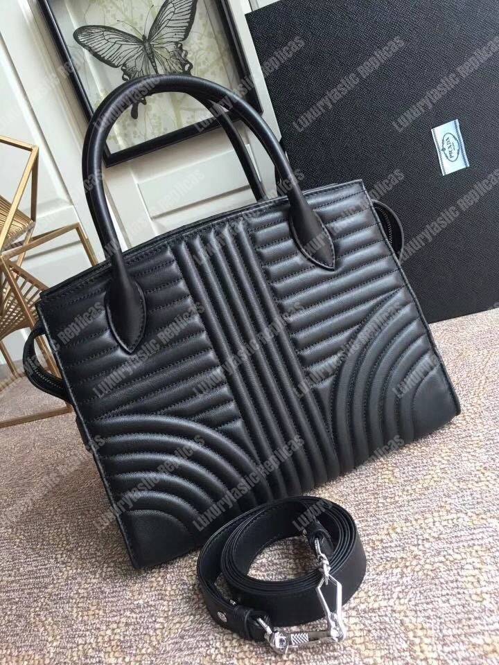 Pra*a diagramme leather handbag black